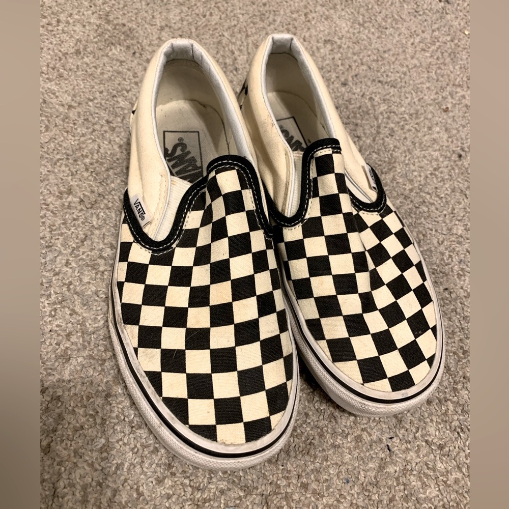 Black and White Checkerboard Slip on Vans